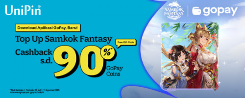 Samkok Fantasy Kini Ada di UniPin! Top Up dan Dapatkan Cashback 90% GoPay Coins & Item Code Gratis!